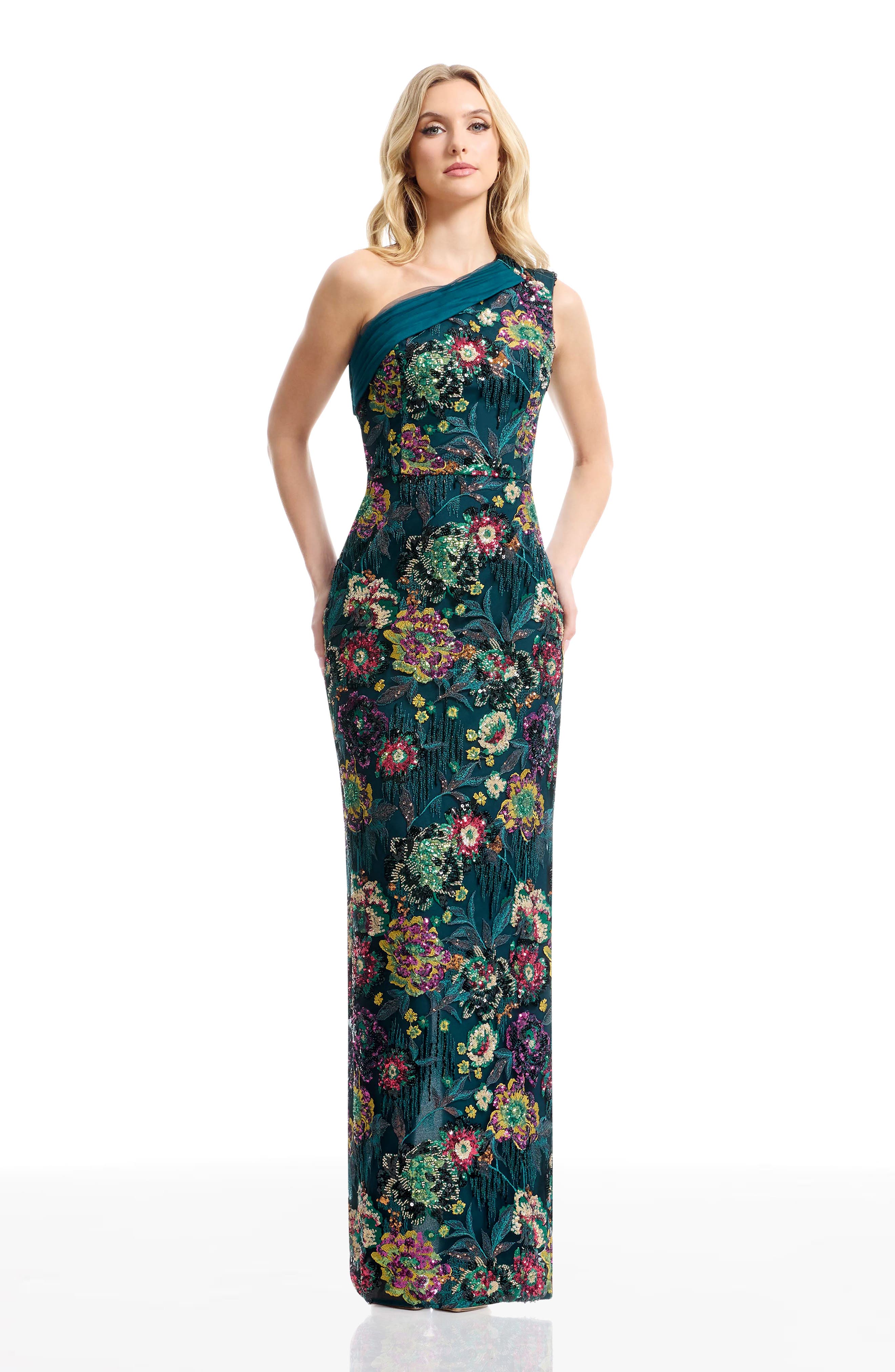 women one shoulder long dress medallion print Sawyer Dress XXL / PEACOCK BLUE M