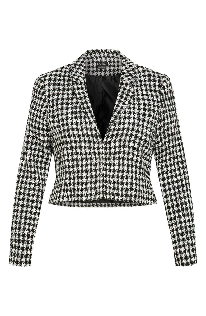 City Chic Skylar Houndstooth Crop Jacket, Alternate, color,