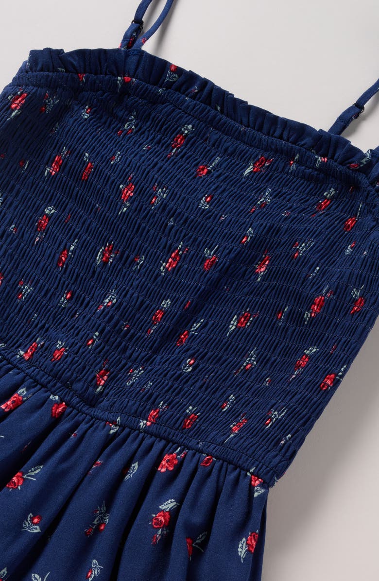 Nordstrom Kids' Floral Smocked Tiered Midi Dress, Alternate, color, Navy Medieval Rosebuds