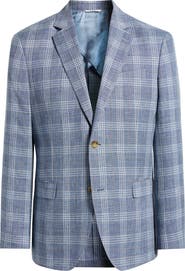 Nordstrom Henrik Trim Fit Plaid Slub Linen & Cotton Blend Sport Coat