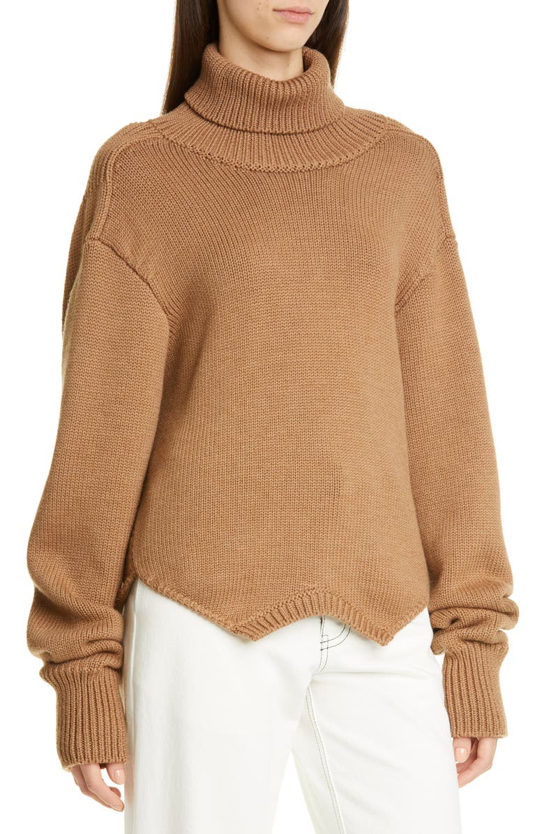 MONSE Cowl Back Merino Wool Turtleneck Sweater, Alternate, color, 