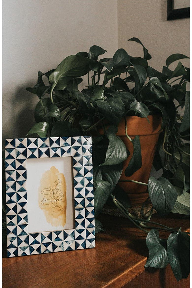 Varuna Cobalt Picture Frame - Fair Trade Carved Bone, Alternate, color, Blue