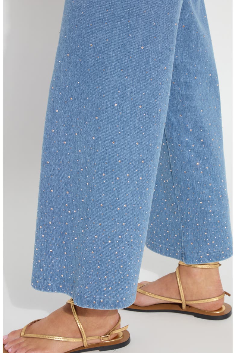 Erin Crystal Embellished Wide Leg Jeans, Alternate, color, BLEACHED BLUE