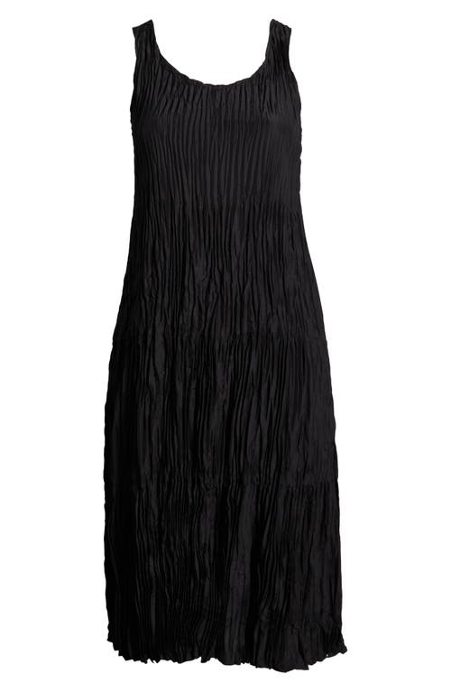 Eileen Fisher Textured Sleeveless Silk Midi Dress In Black