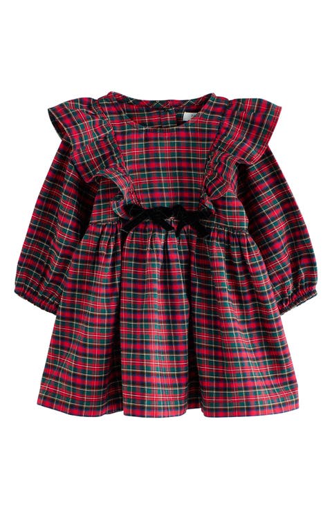 Kids' Tartan Bow Smock Dress