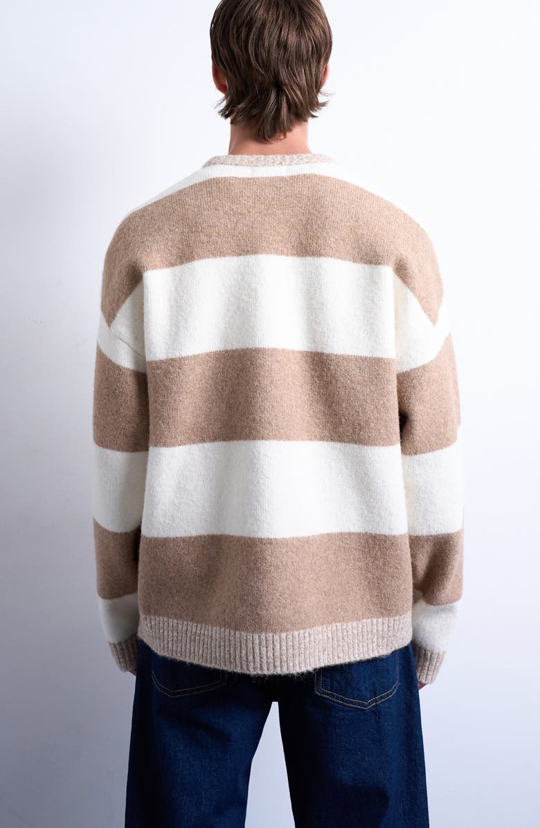 Topman Regular Fit Stripe Sweater, Alternate, color, Stone Multi