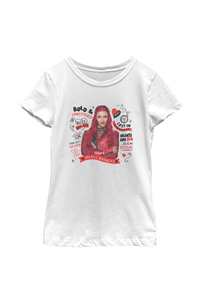 Girl's Descendants Wicked Wonderland Red Rebel Royalty  Graphic T-Shirt, Main, color, White