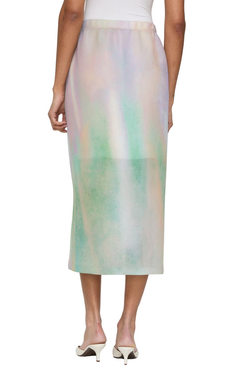 Lafayette 148 New York Aurora Print Neoprene Midi Skirt, Alternate, color, Aurora Green Multi