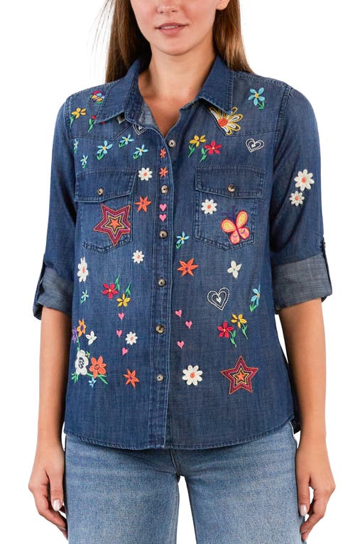 Billy T Sketchbook Embroidered Button-up Shirt In Blue