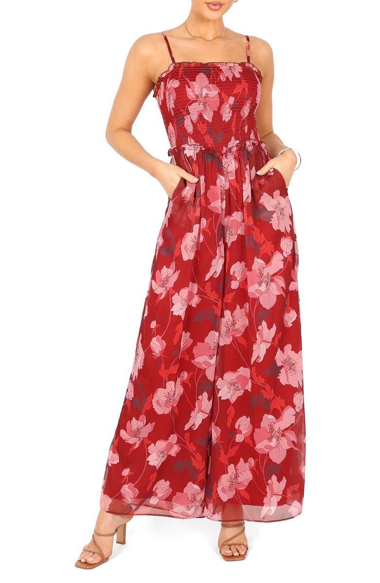 Petal & Pup Quinn Smocked Wide Leg Jumpsuit, Main, color,