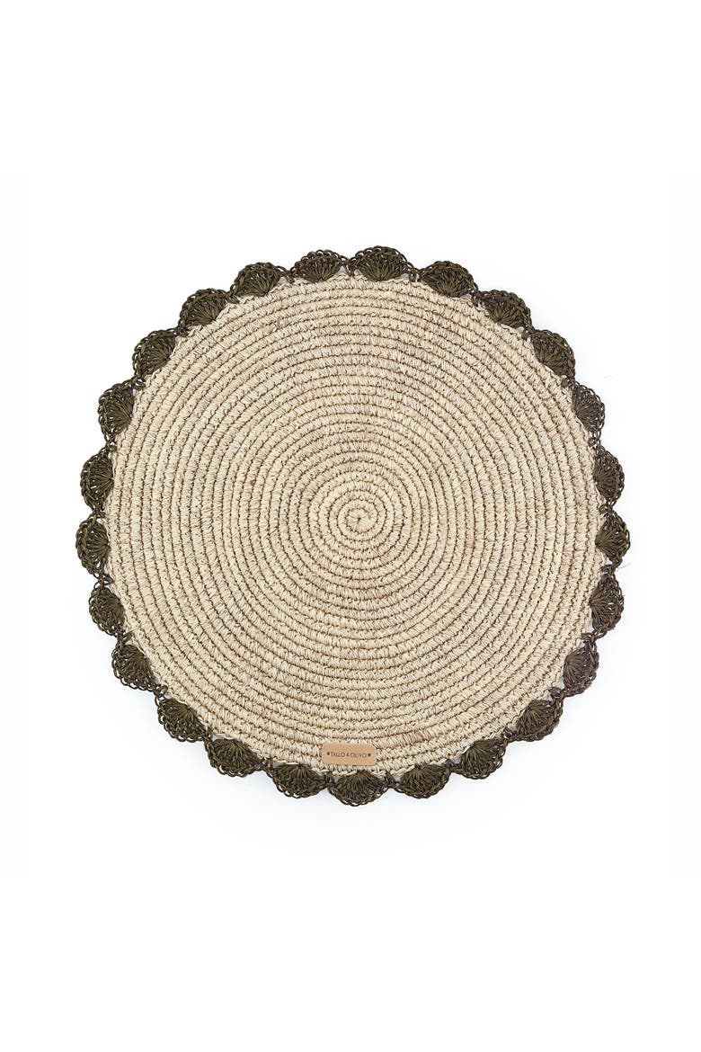 Hand Crocheted Round Placemat - Set of 4, Alternate, color, Olive