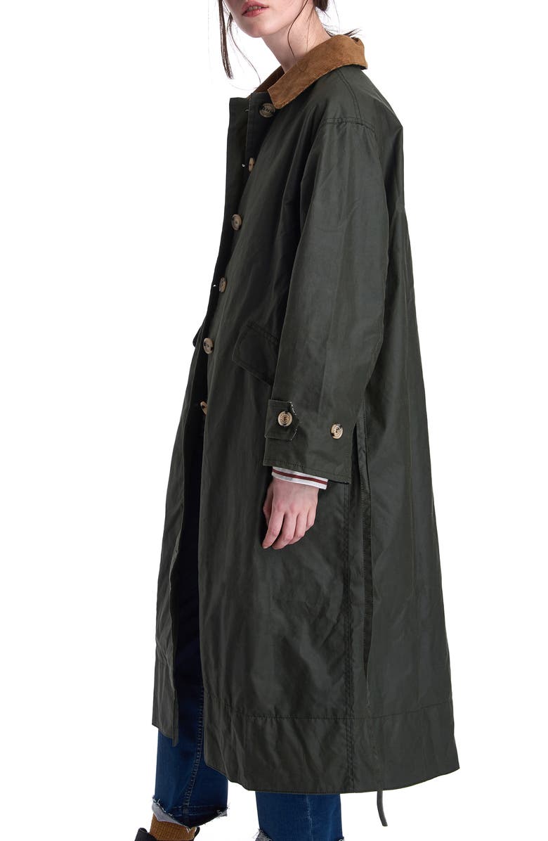 Barbour x ALEXACHUNG Maisie Waxed Cotton Coat, Alternate, color,