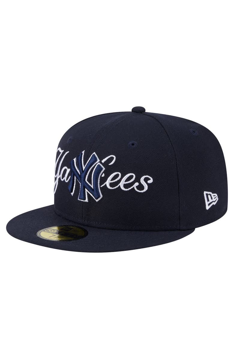 New Era Men's New Era Navy New York Yankees Overlap 59FIFTY Fitted Hat, Alternate, color, Navy