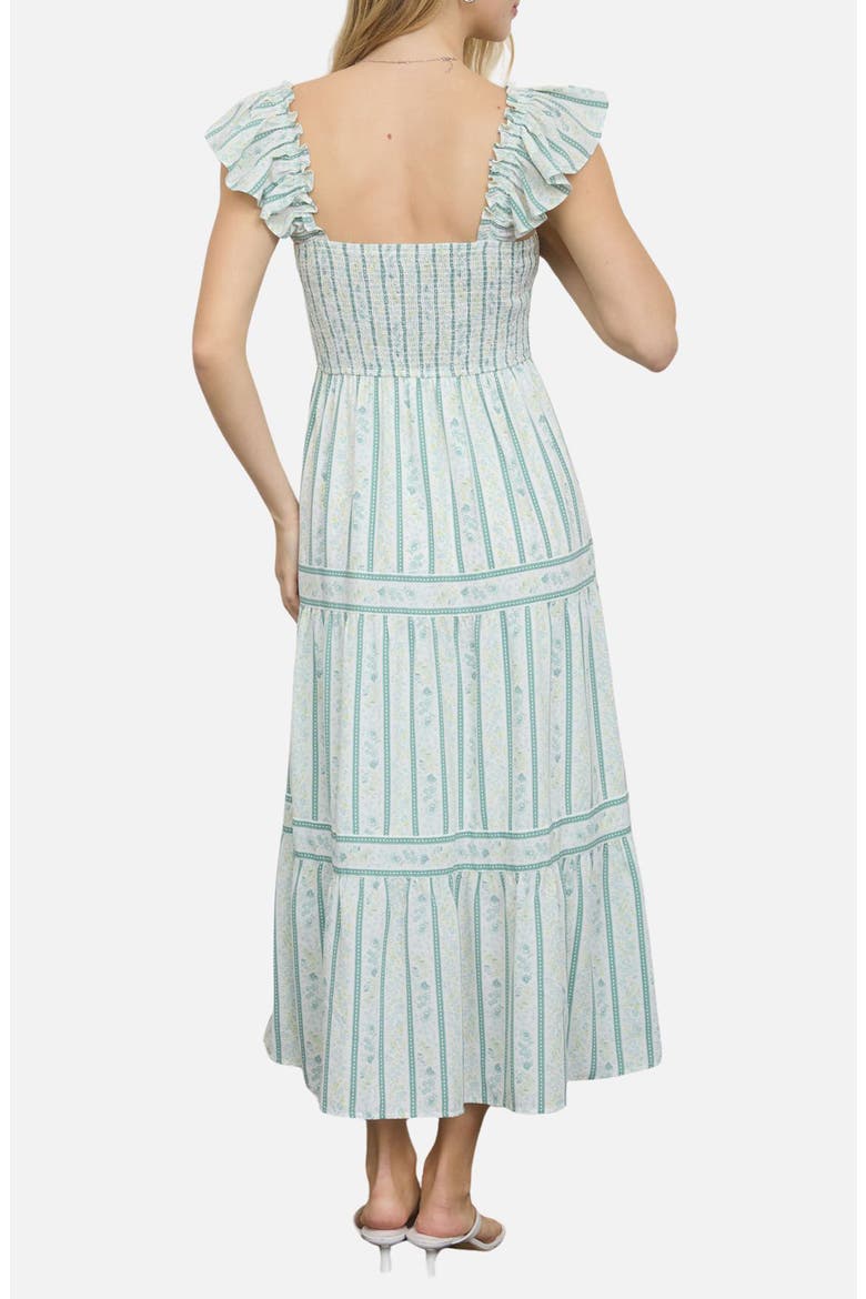 Smocked Midi Dress, Alternate, color, SAGE MULTI