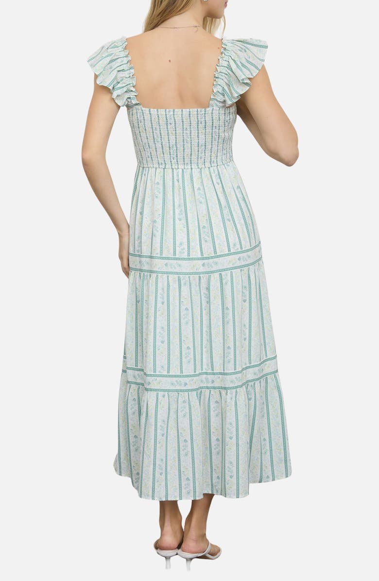 Blu Pepper Smocked Midi Dress, Alternate, color, Sage Multi