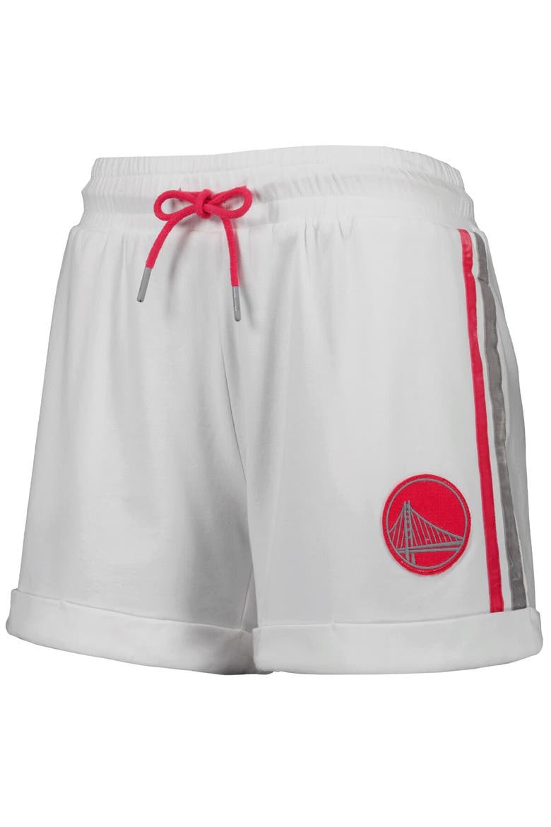 Women's Lusso White/Pink Golden State Warriors Melody Cuffed Tri-Blend Shorts, Alternate, color, White