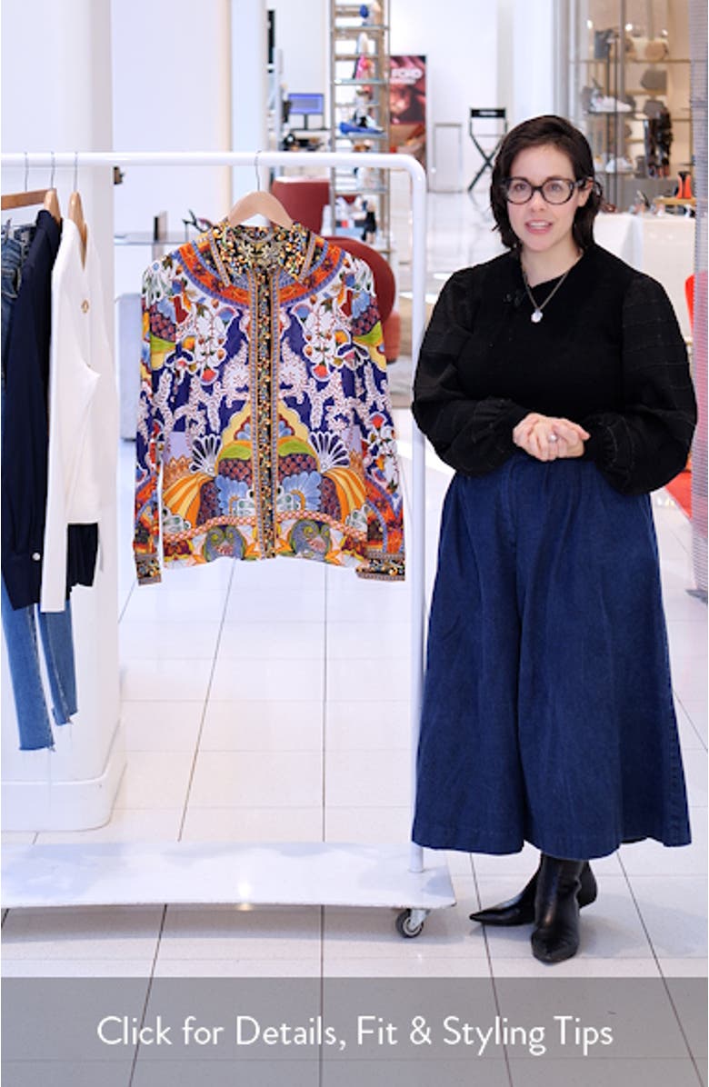 Willa Mixed Print Silk Button-Up Shirt, sales video thumbnail