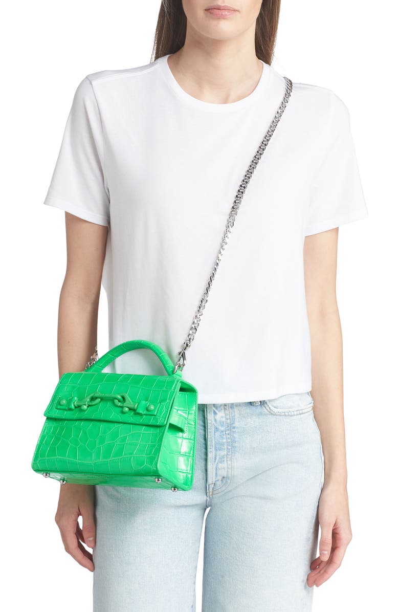 Rebecca Minkoff Lou Top Handle Croc Embossed Leather Crossbody Bag, Alternate, color,