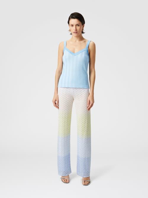 Shop Missoni Tone-on-tone Zigzag Cotton And Viscose Tank Tops In Light Blue