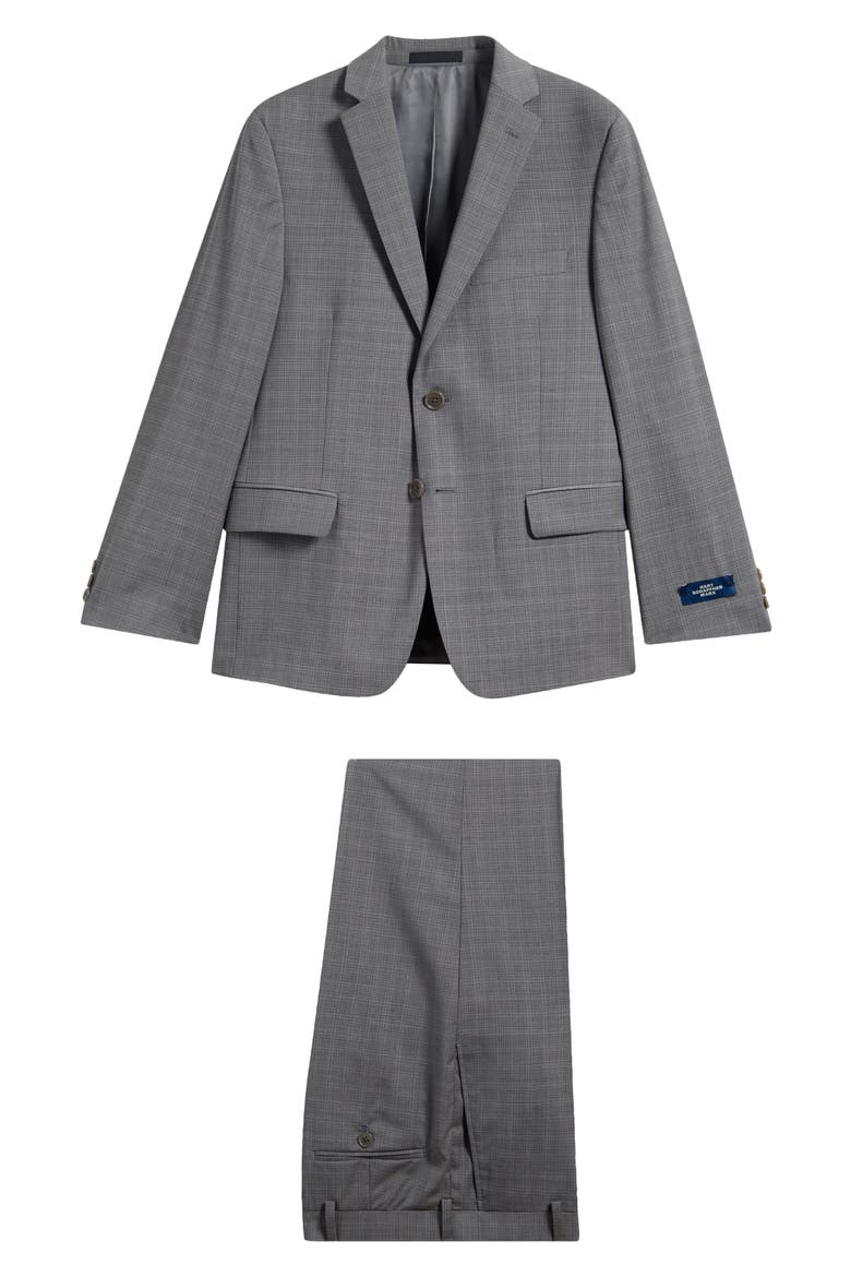 Kids' Plaid Stretch Wool Suit, Main, color, GREY