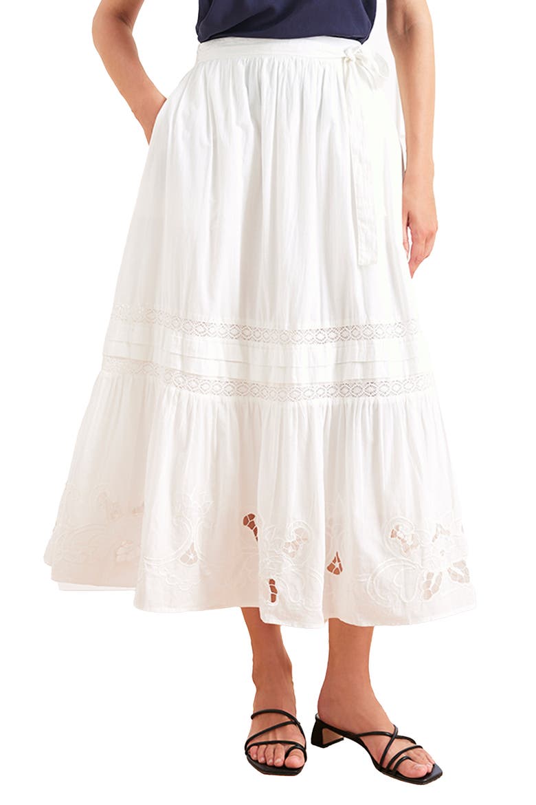 Stevie Lace Inset Embroidered Skirt, Main, color, Off White