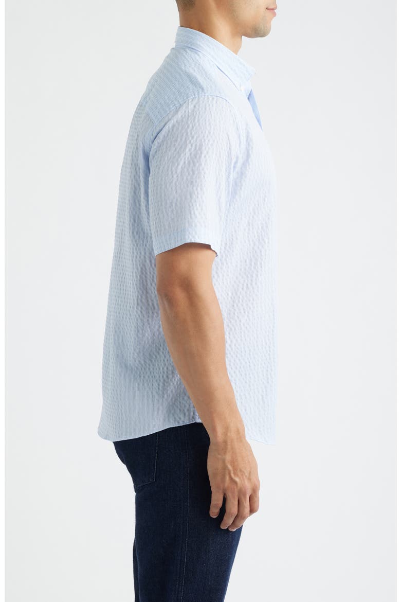 Leland Stripe Short Sleeve Seersucker Button-Down Shirt, Alternate, color, LIGHT BLUE STRIPED SEERSUCKER