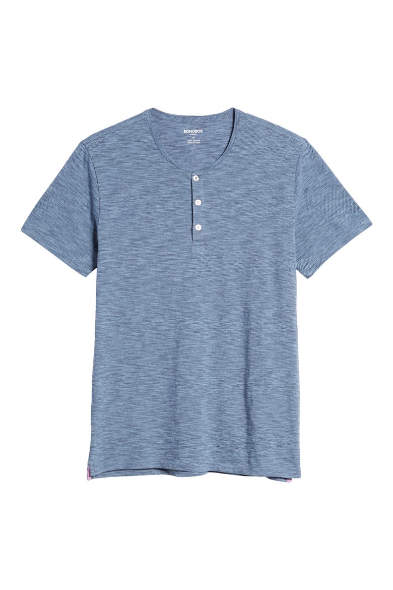 Slim Fit Pinstripe Henley, Alternate, color, MARITIME BLUE AZURE SLATE