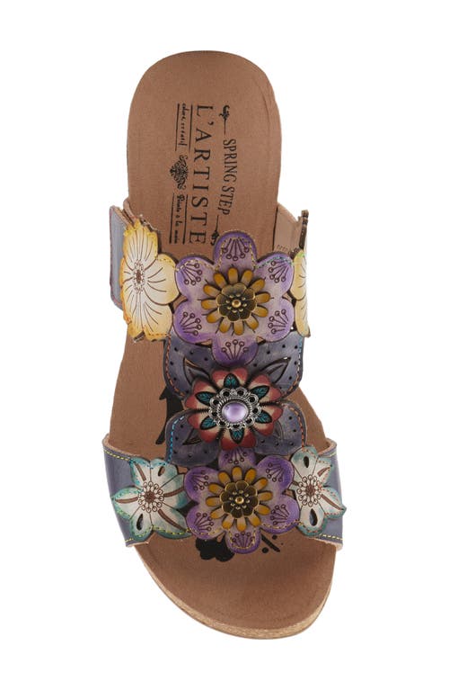 L'artiste By Spring Step Prettypetals Platform Wedge Slide Sandal In Navy Multi