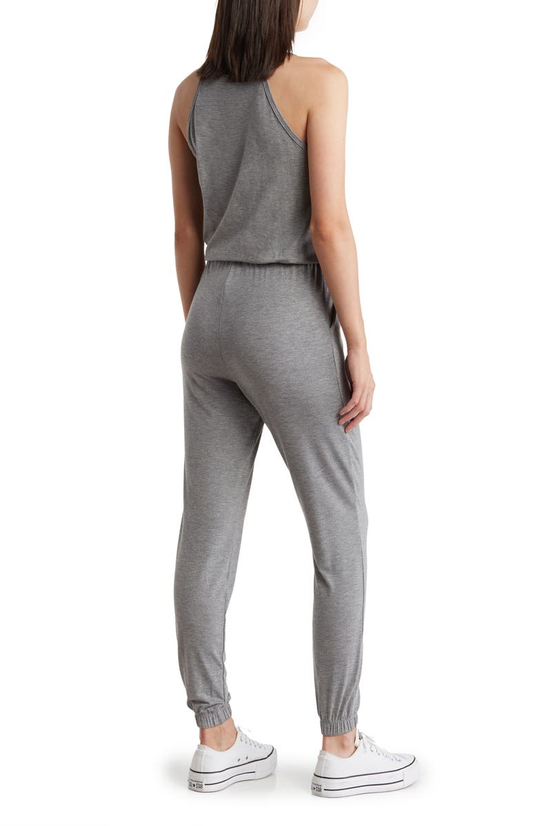 GO COUTURE Sleeveless Drawstring Waist Jumpsuit, Alternate, color, Charcoal