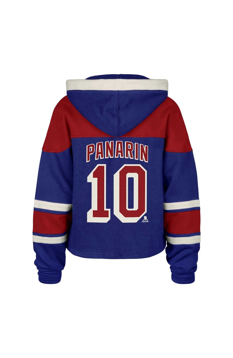 '47 Women's '47 Artemi Panarin Blue New York Rangers Superior Lacer Cropped Pullover Hoodie, Alternate, color, Blue