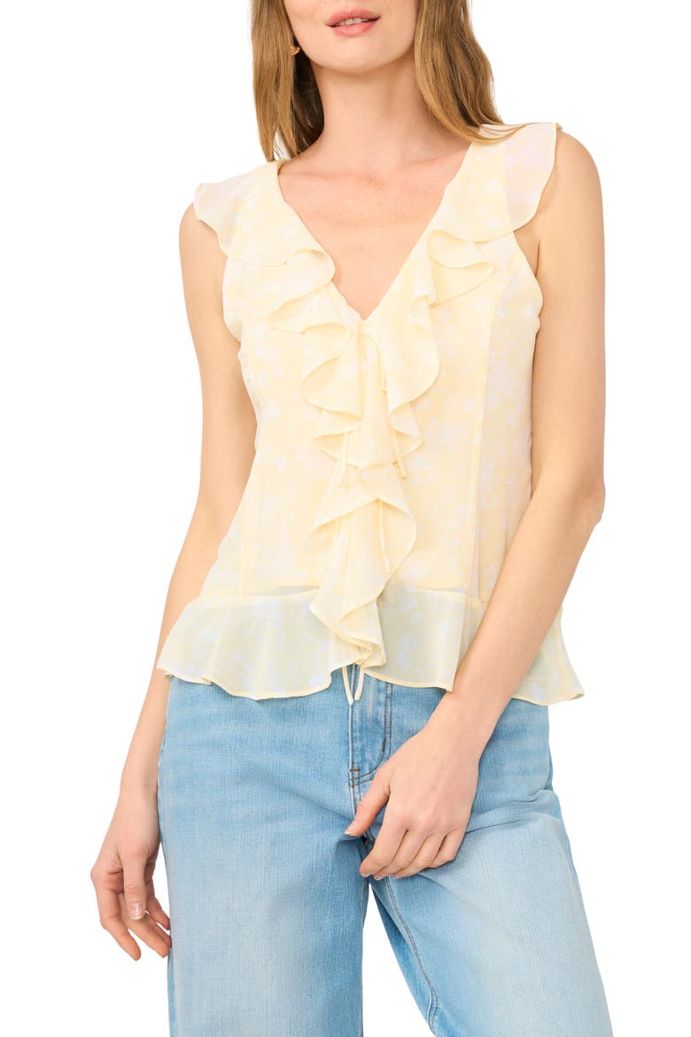 Ruffle V-Neck Top, Main, color, PASTEL YELLOW