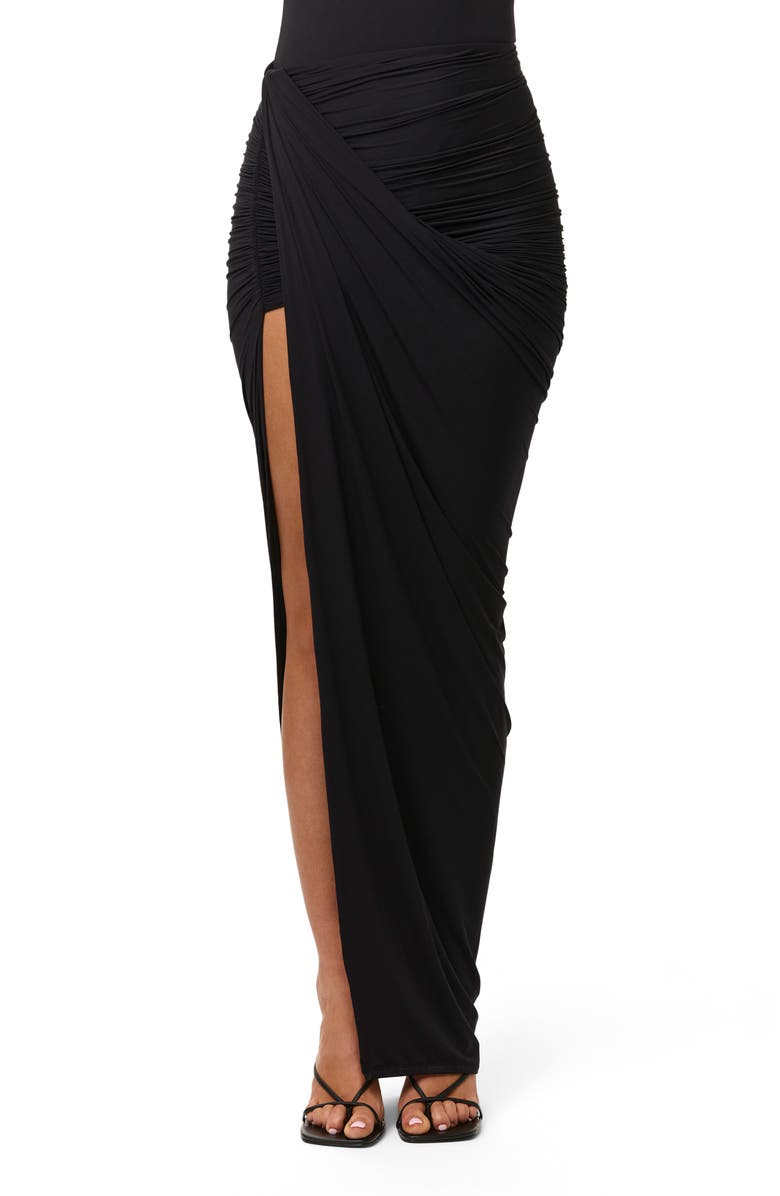 Naked Wardrobe High Slit Maxi Skirt, Main, color, Black