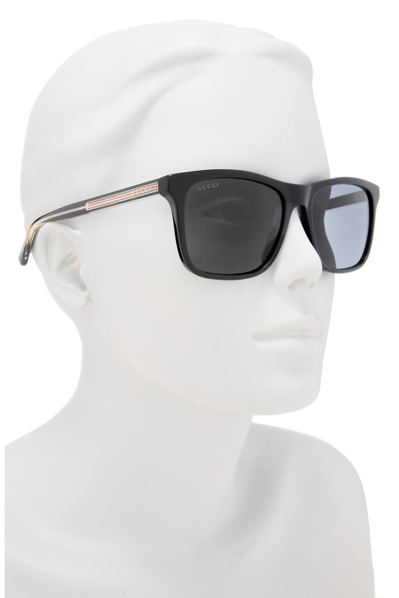 57mm Square Sunglasses, Alternate, color, BLACK BLACK GREY