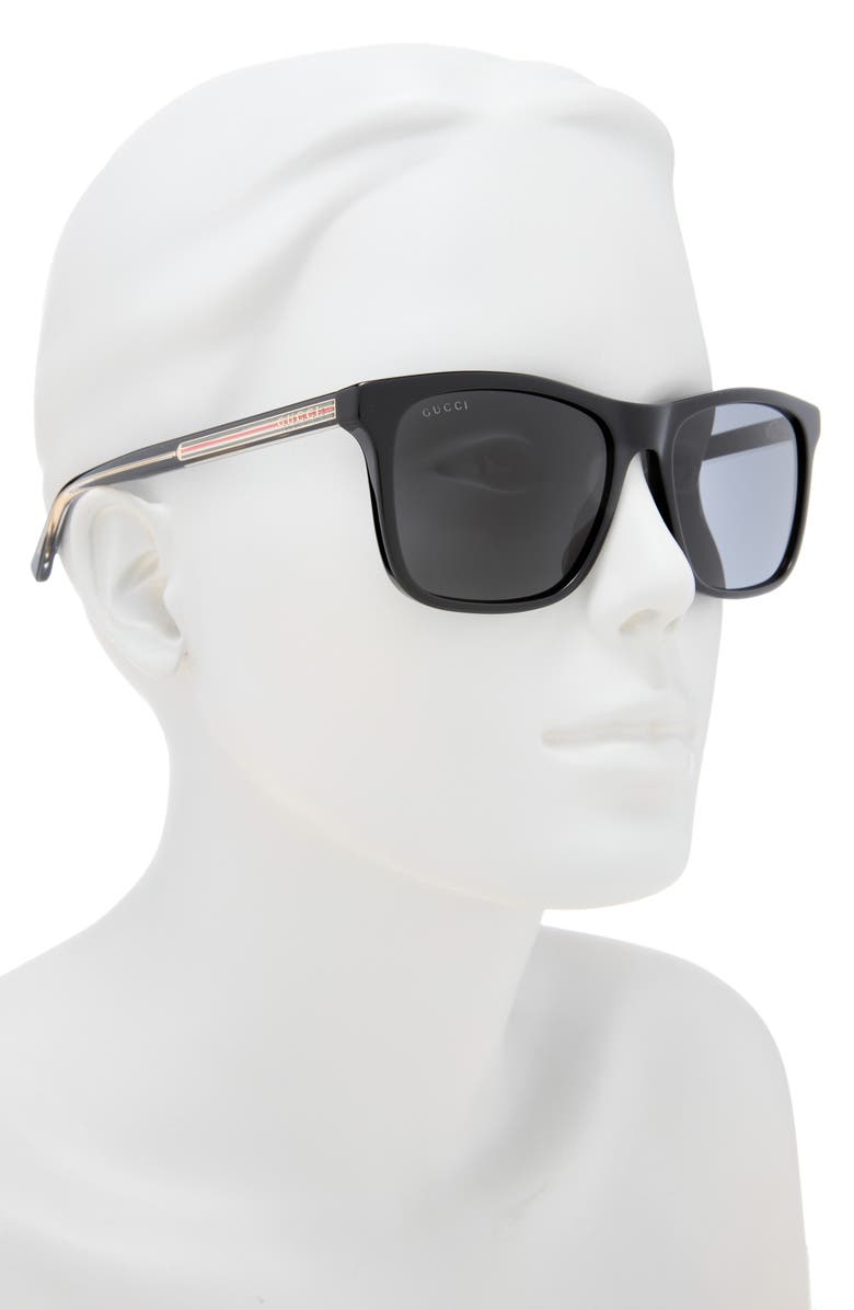 Gucci 57mm Square Sunglasses, Alternate, color, Black Black Grey