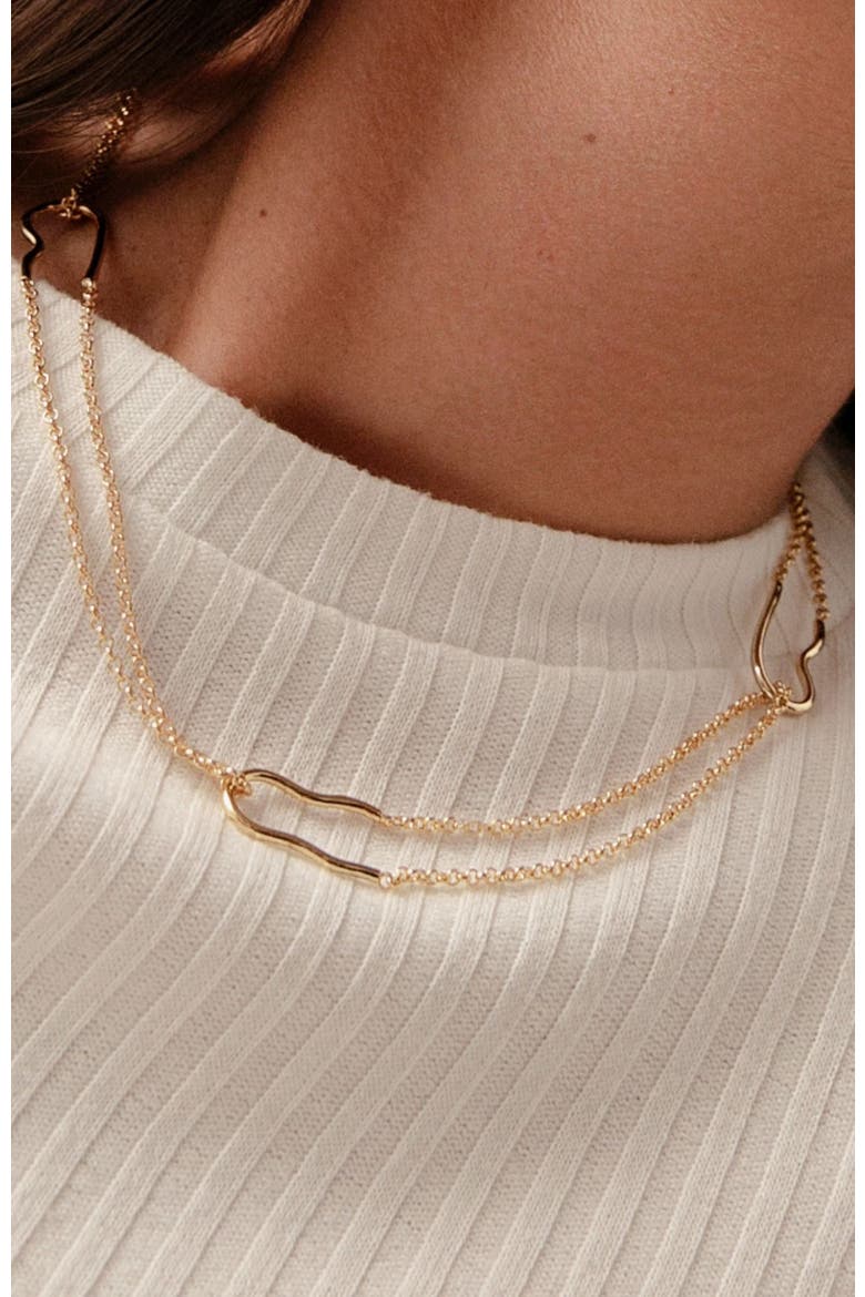 Nicole  delicate double chain necklace, Alternate, color, GOLD PLATE