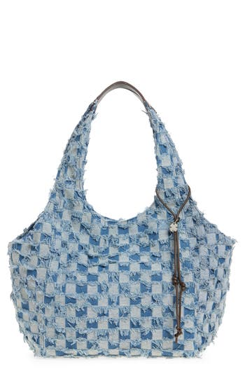 Lucky Brand Pria Canvas Tote Bag In Denim Check
