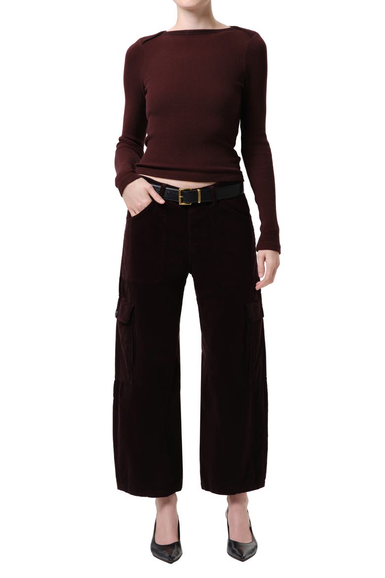 Thassos Twisted Seam Utility Corduroy Wide Leg Pants, Alternate, color, BARRISTER DARK BROWN