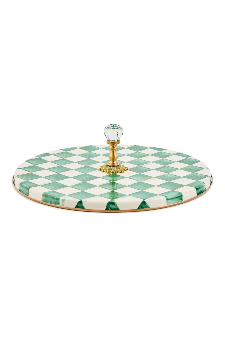 Emerald Check Enameled Steel Cheese Course, Main, color, EMERALD
