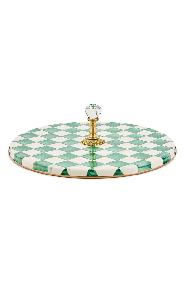 MACKENZIE CHILDS Emerald Check Enameled Steel Cheese Course, Main, color, Emerald