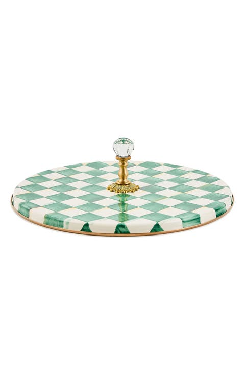Emerald Check Enameled Steel Cheese Course
