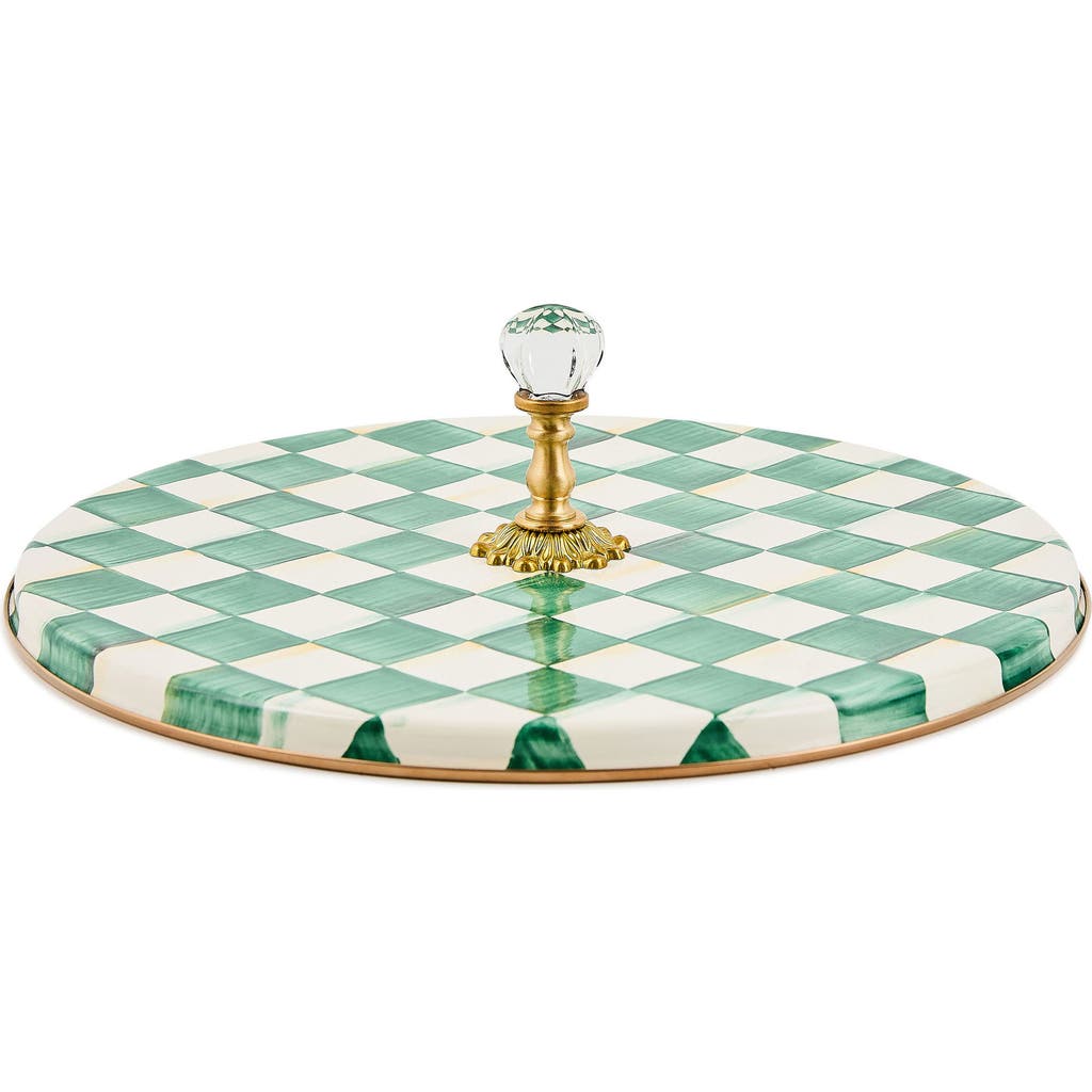 Mackenzie-childs Mackenzie Childs Emerald Check Enameled Steel Cheese Course In Green