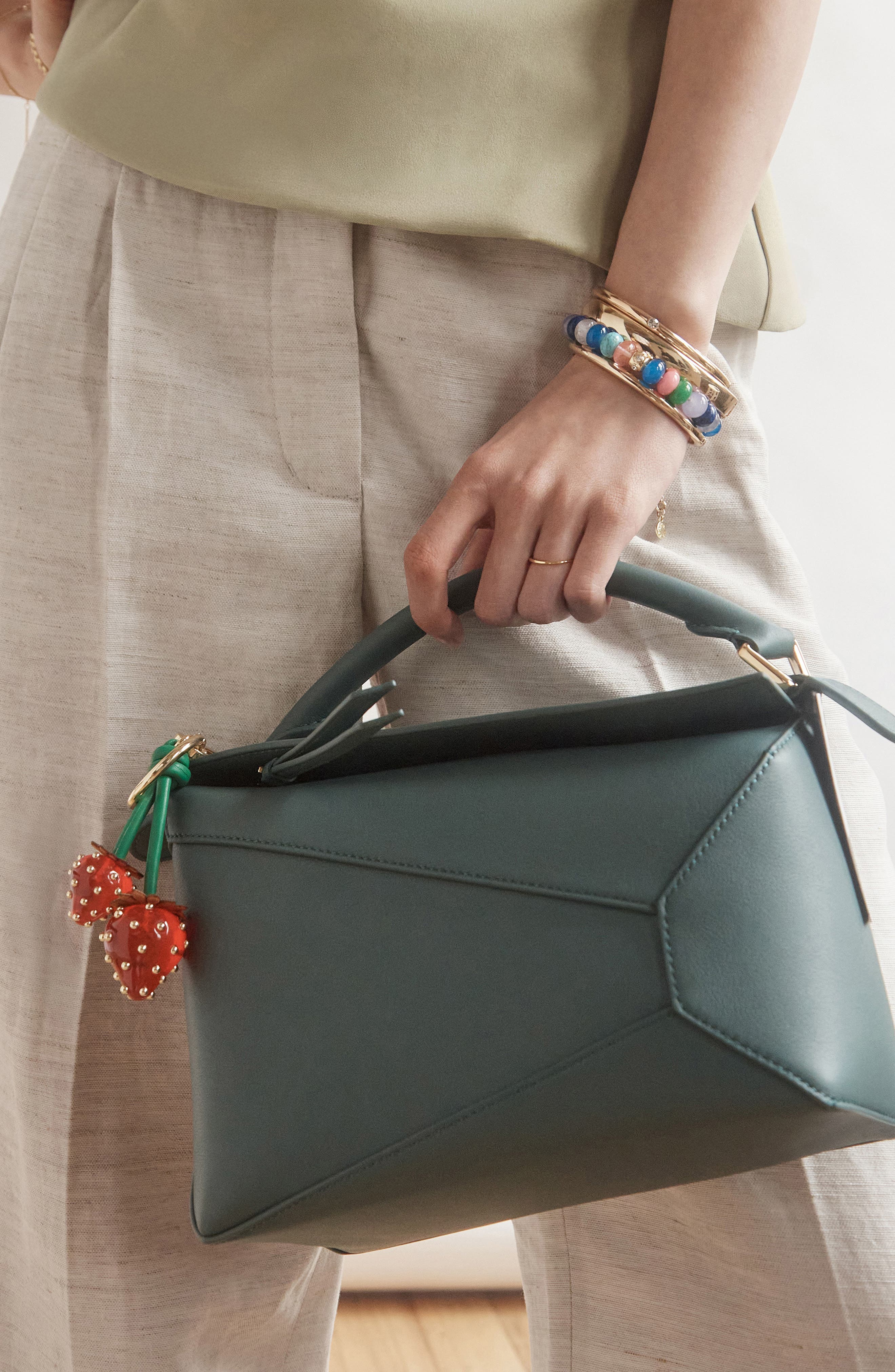 BaubleBar Berry Sweet Strawberry Bag Charm, Alternate, color, Red