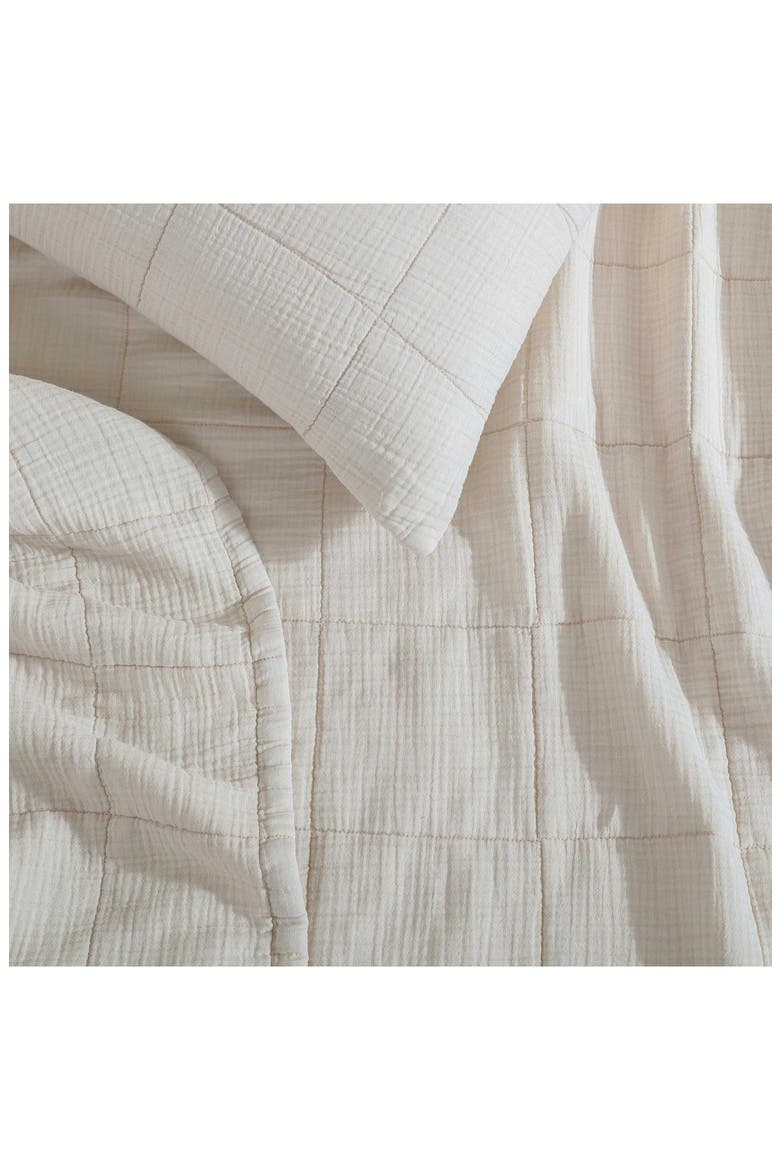 Quilted Cotton Gauze Quilt & Pillow Sham Set, Alternate, color, LIGHT BEIGE