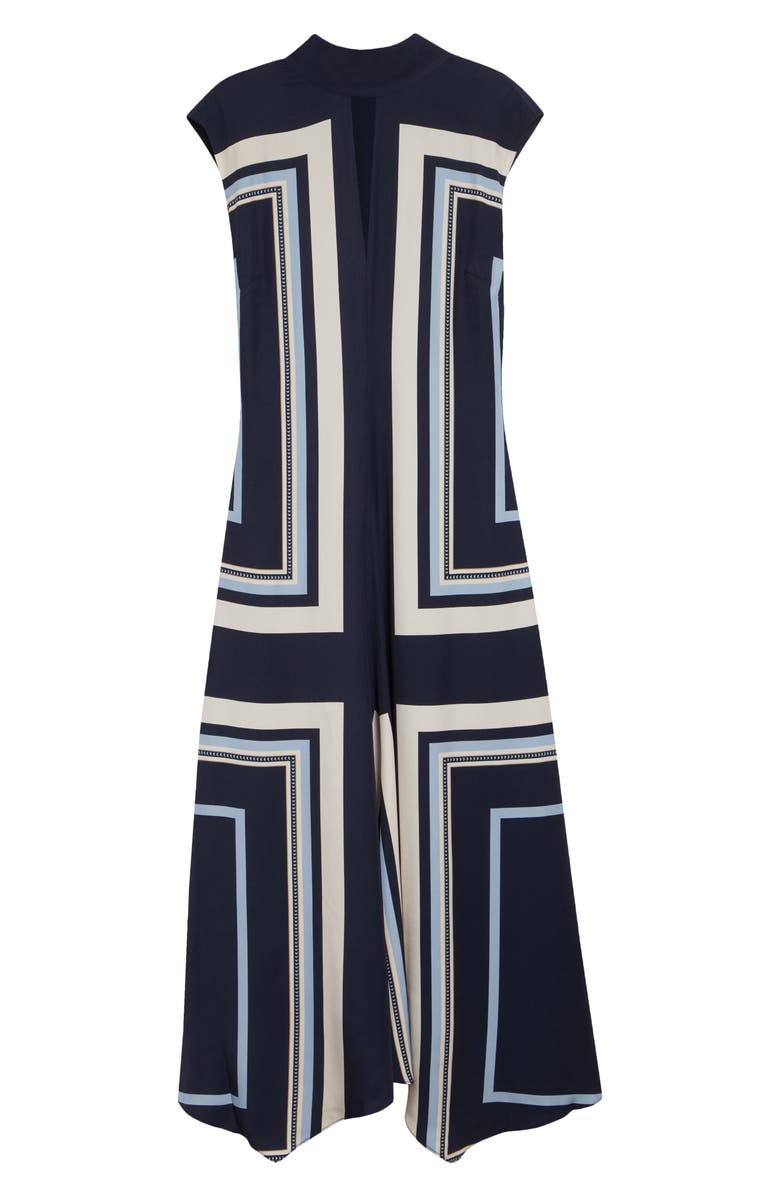 Reiss Lissy Printed Mock Neck Dress, Main, color, Navy