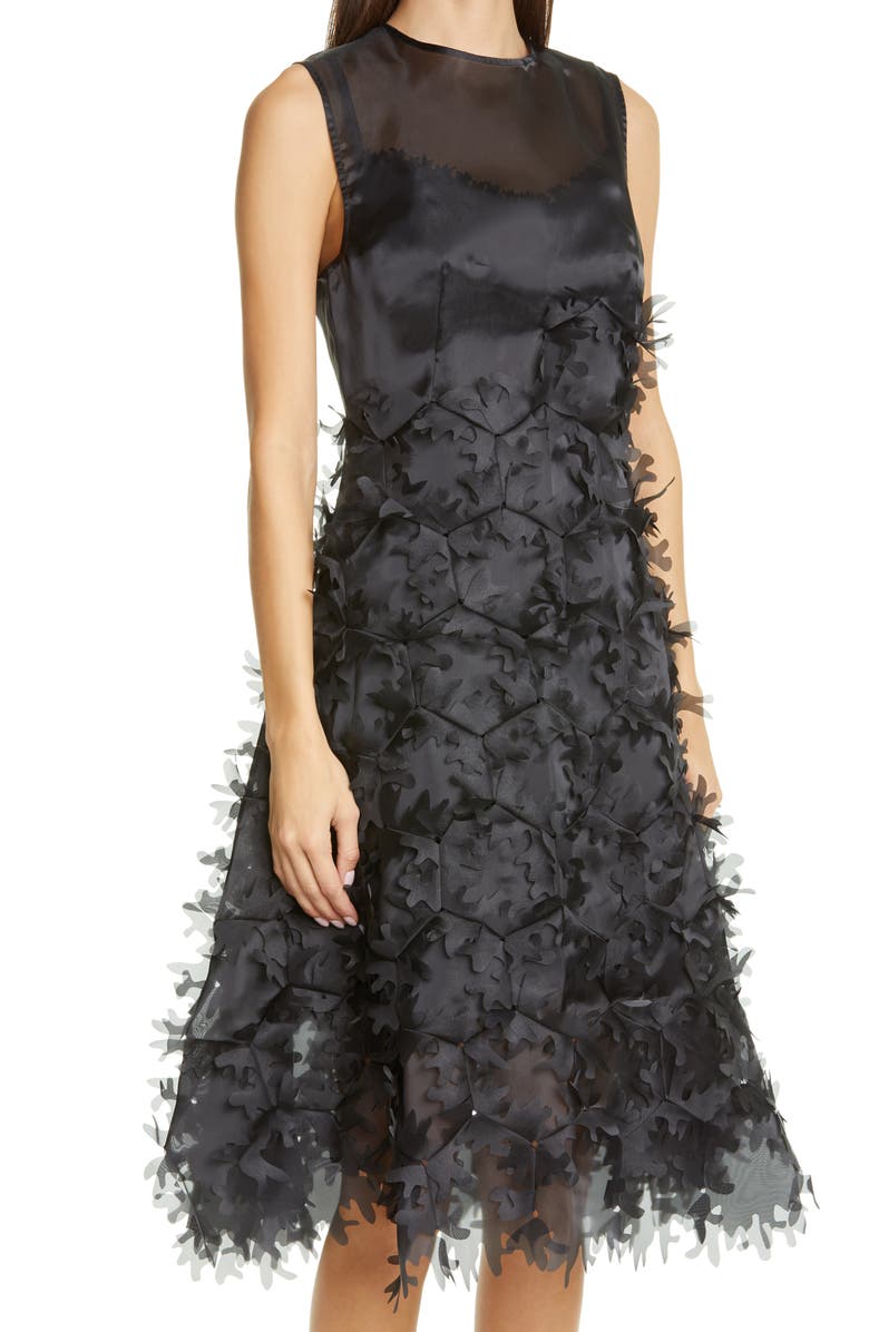 Paskal Laser Cut Appliqué Hexagon Organza Midi Dress, Alternate, color, 