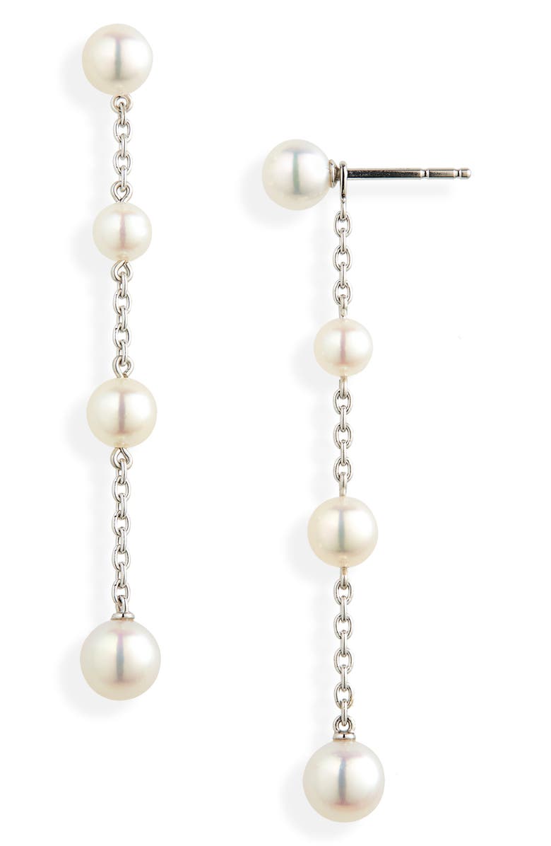 Mikimoto Linear Pearl Drop Earrings, Main, color, 