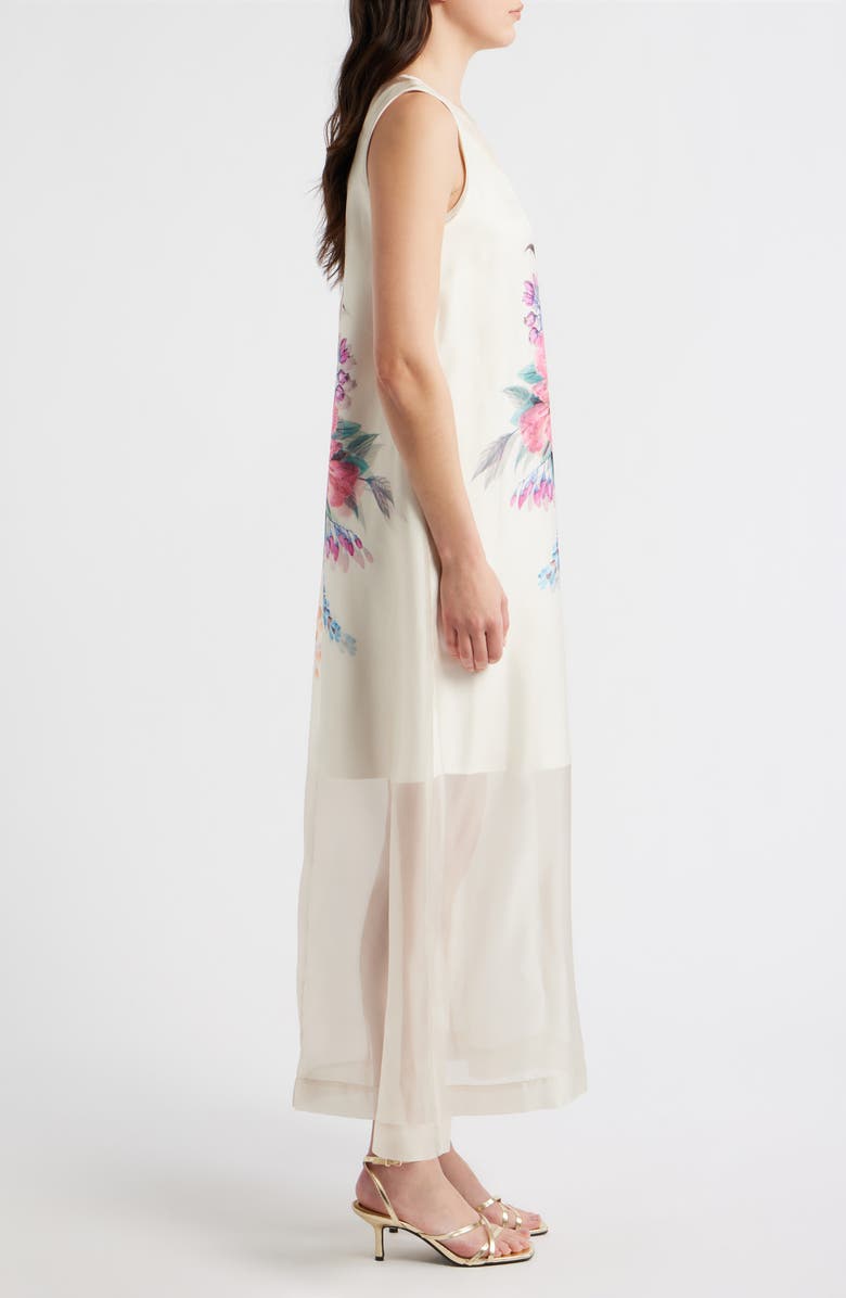 Elie Tahari The Alexis Floral Print Satin Dress, Alternate, color, Tiara Garden Print