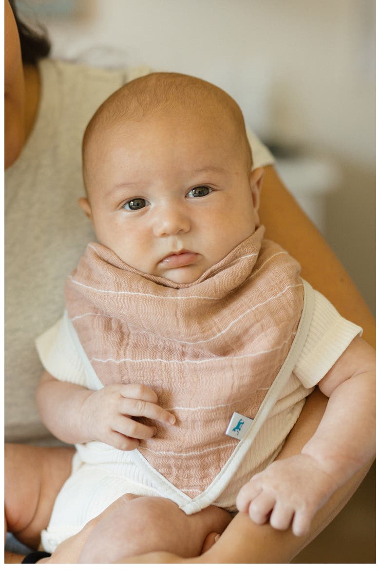 4-Pack Fleece & Cotton Muslin Bandana Bib, Alternate, color, MAUVE STRIPE