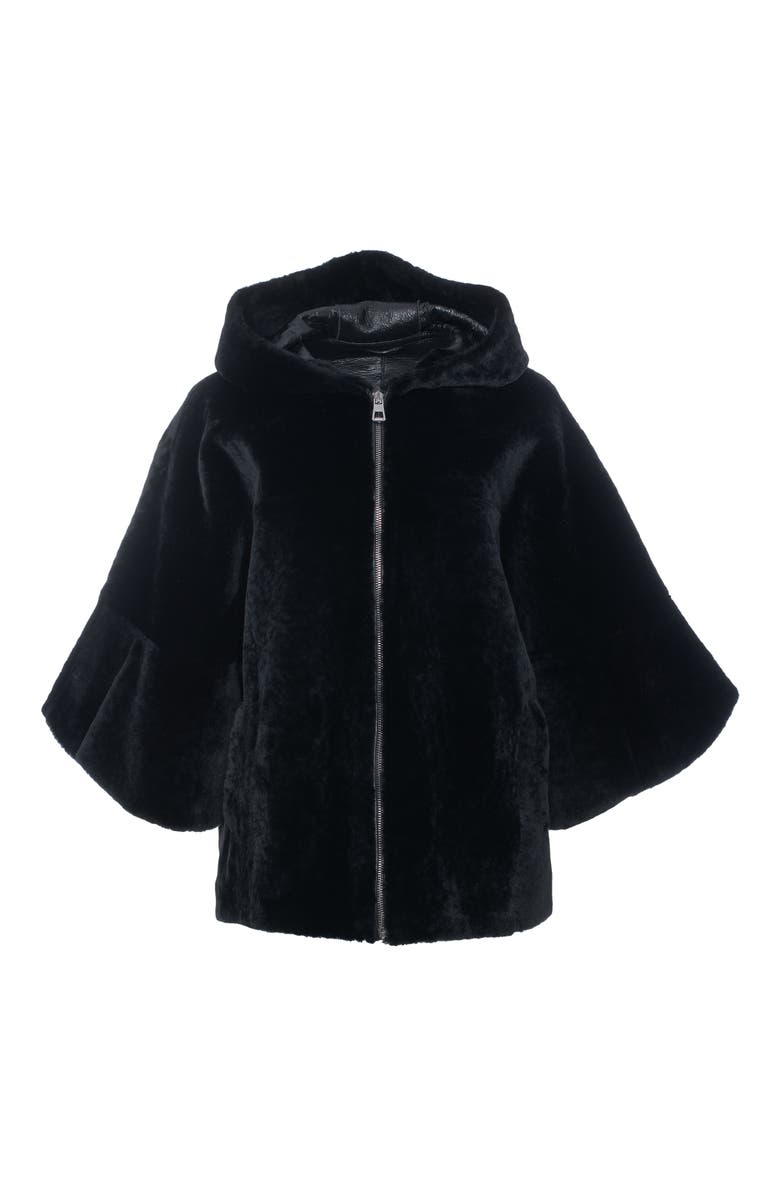 GORSKI Genuine Shearling Short Jacket with Cropped Sleeves, Alternate, color, Black