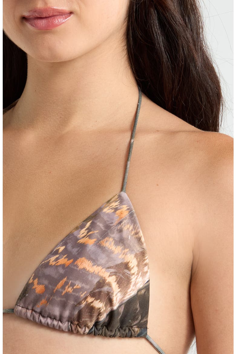 Triangle Feather Embellished Bikini Top, Alternate, color, BROWN